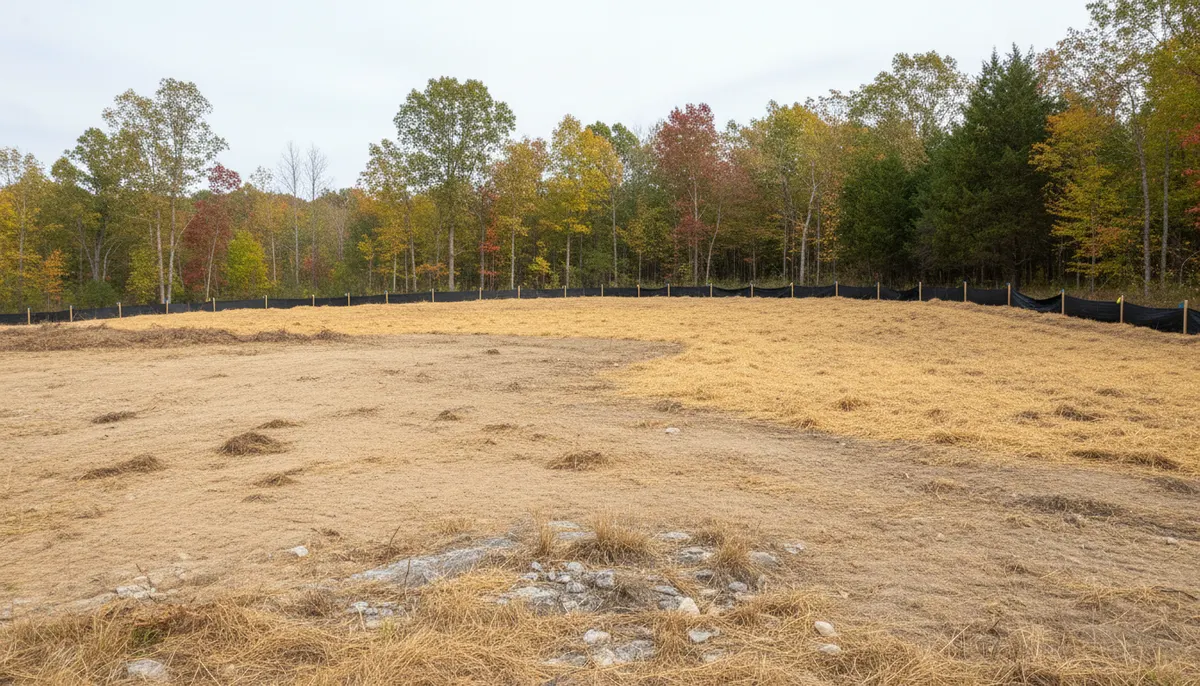 Staked clearing blocks out of phase behind a silt fence boundary