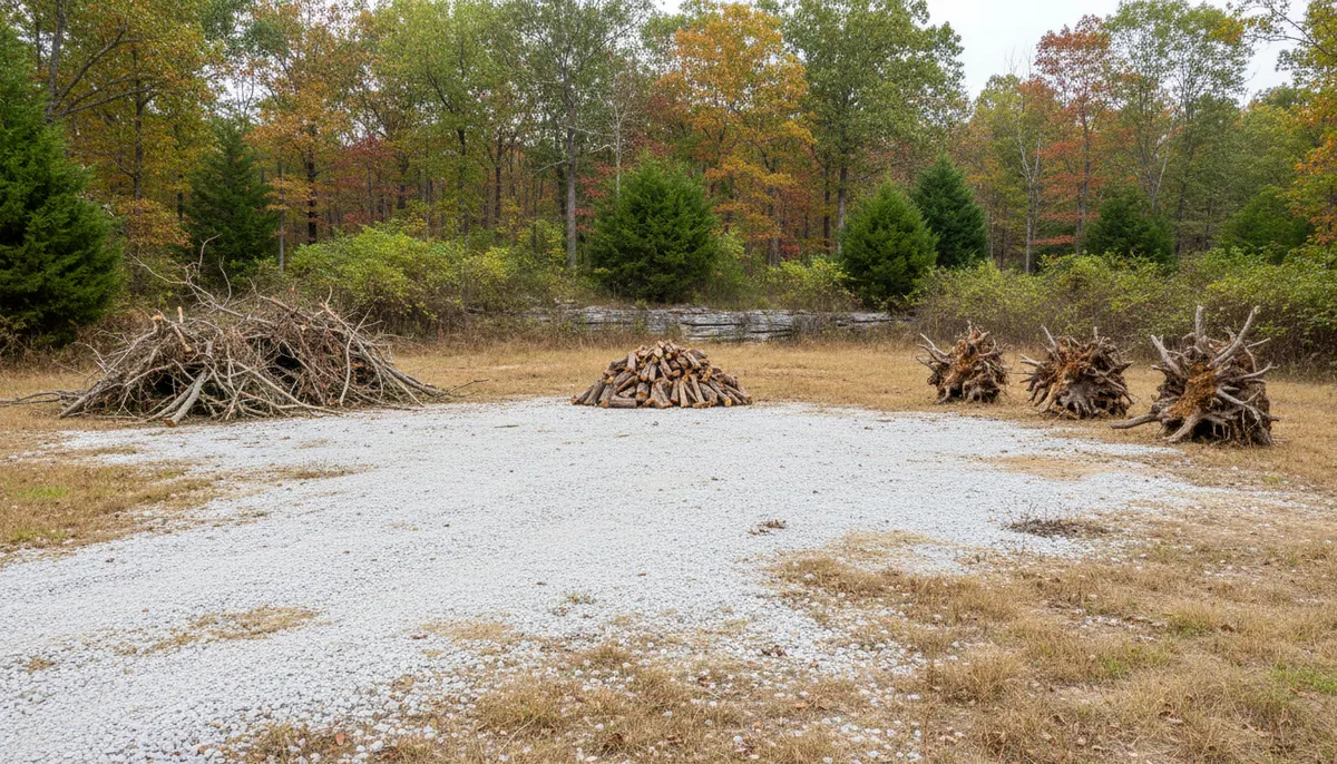 Brush, stem wood and root balls kept in three separate piles