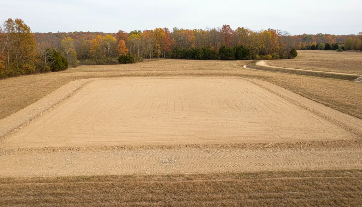 A shaped pad surround falling away into a cut swale on every side