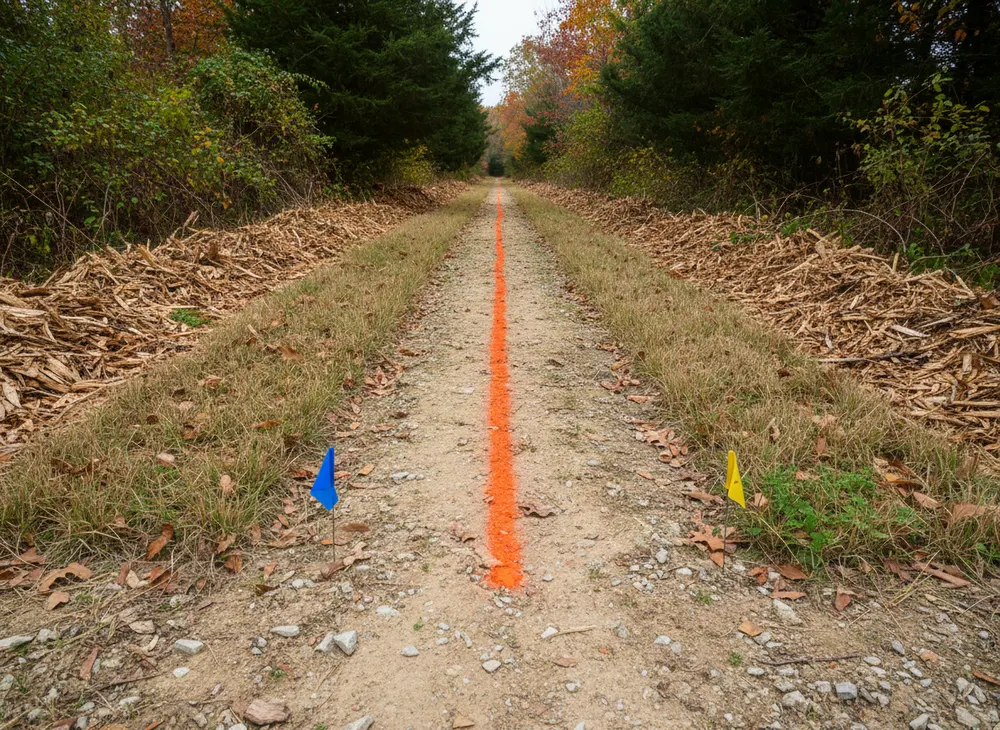 Locate paint and marking flags with undisturbed ground held either side